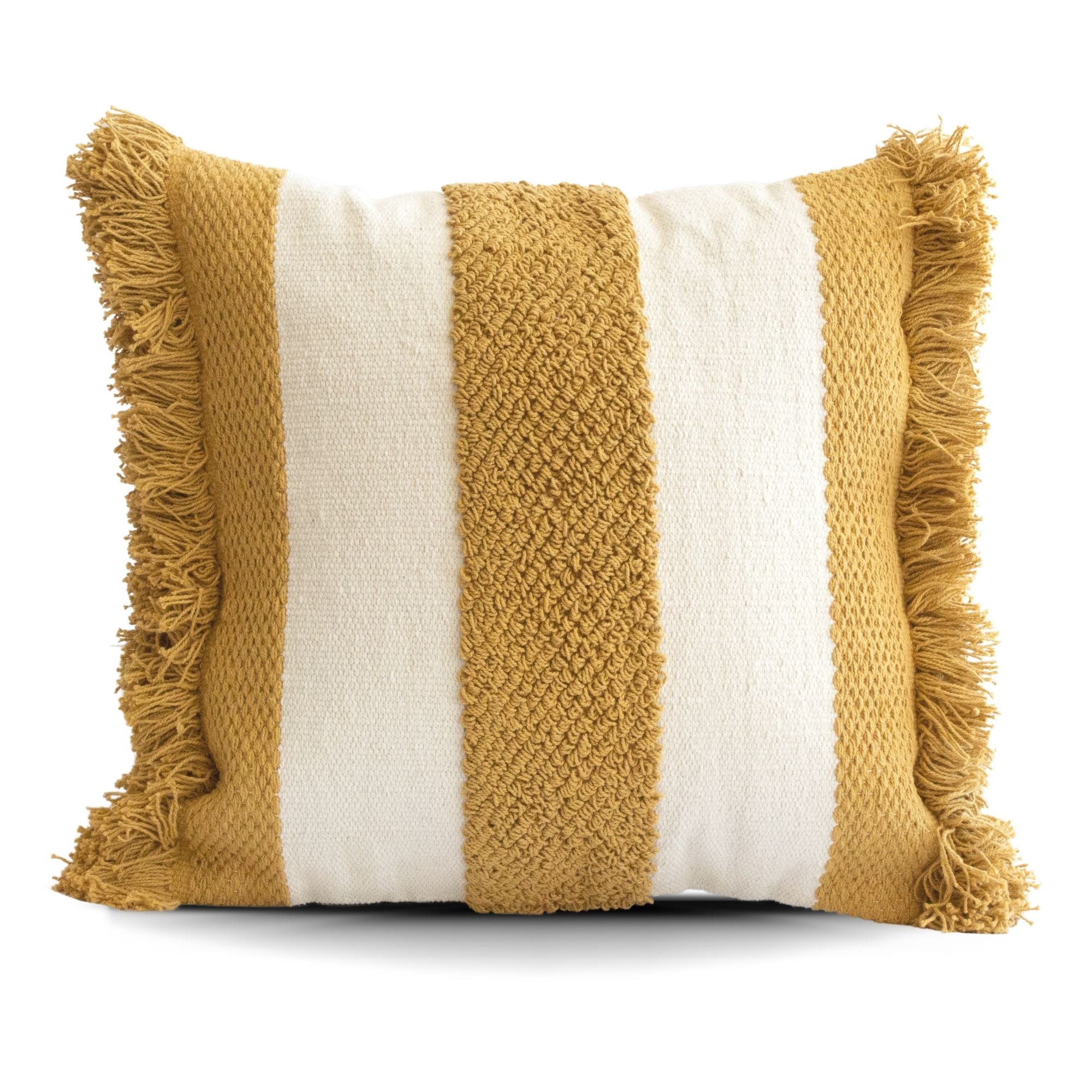 Logan Fringe Pillow Cover in Yellow