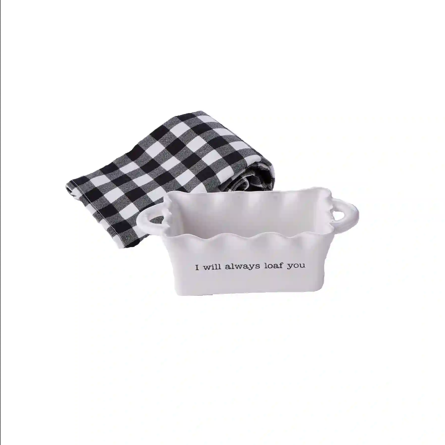 Mudpie Ceramic Loaf Pan & Towel Set