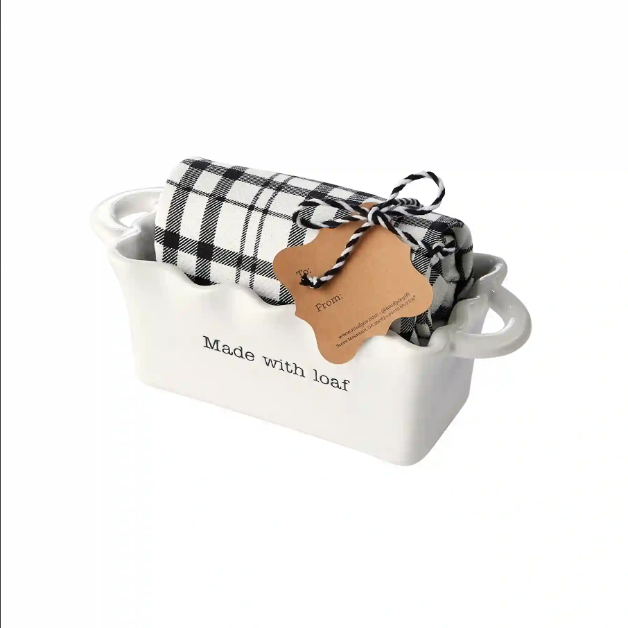 Mudpie Ceramic Loaf Pan & Towel Set