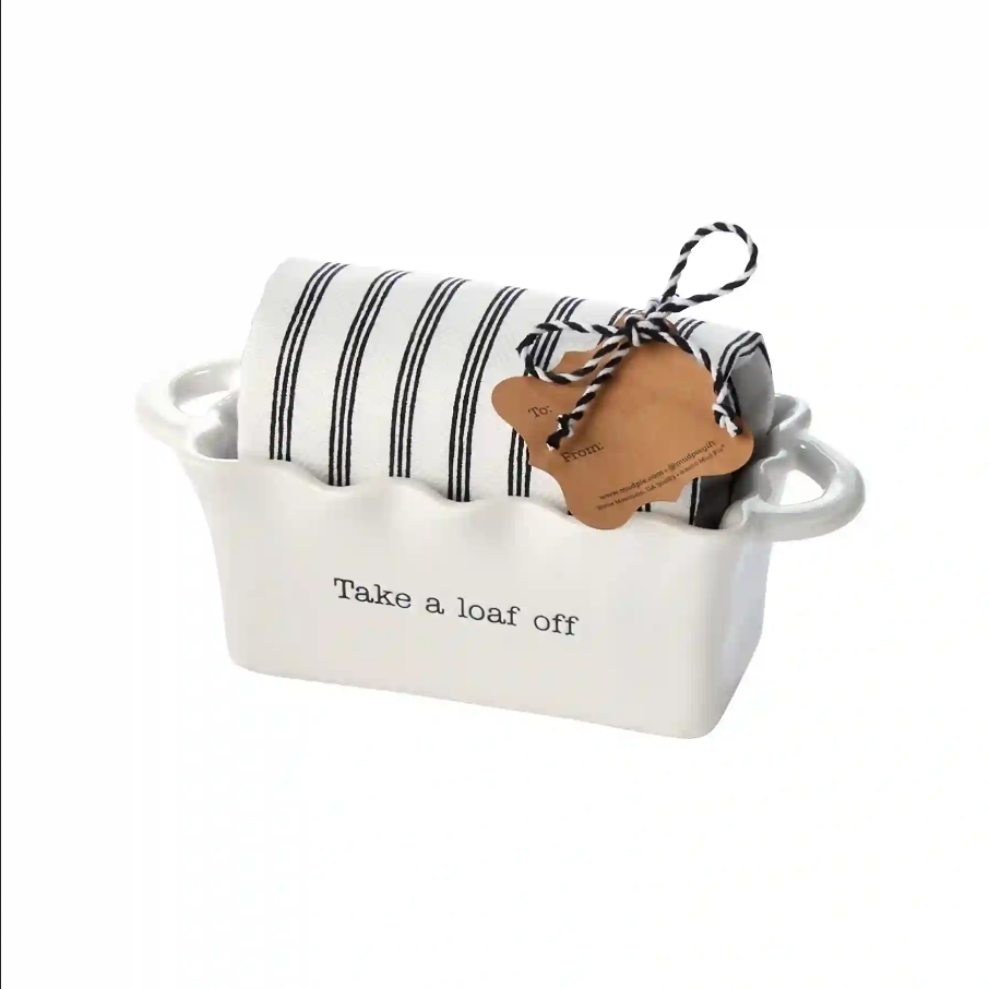 Mudpie Ceramic Loaf Pan & Towel Set
