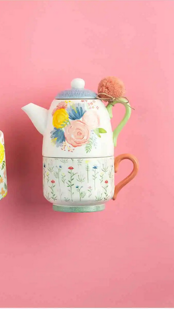 Mudpie Floral Tea-for-One Tea Pot Set