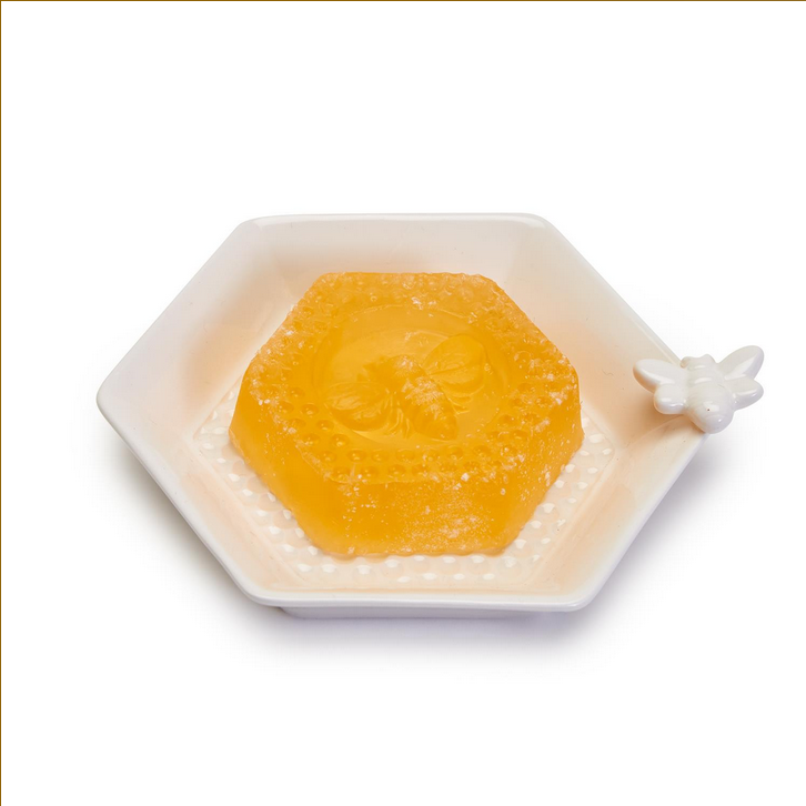 Two's Company Bee Clean Honey Soap with Honeycomb Dish