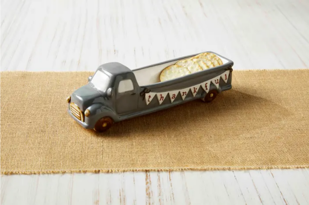 Mudpie Thankful Truck Cracker Dish