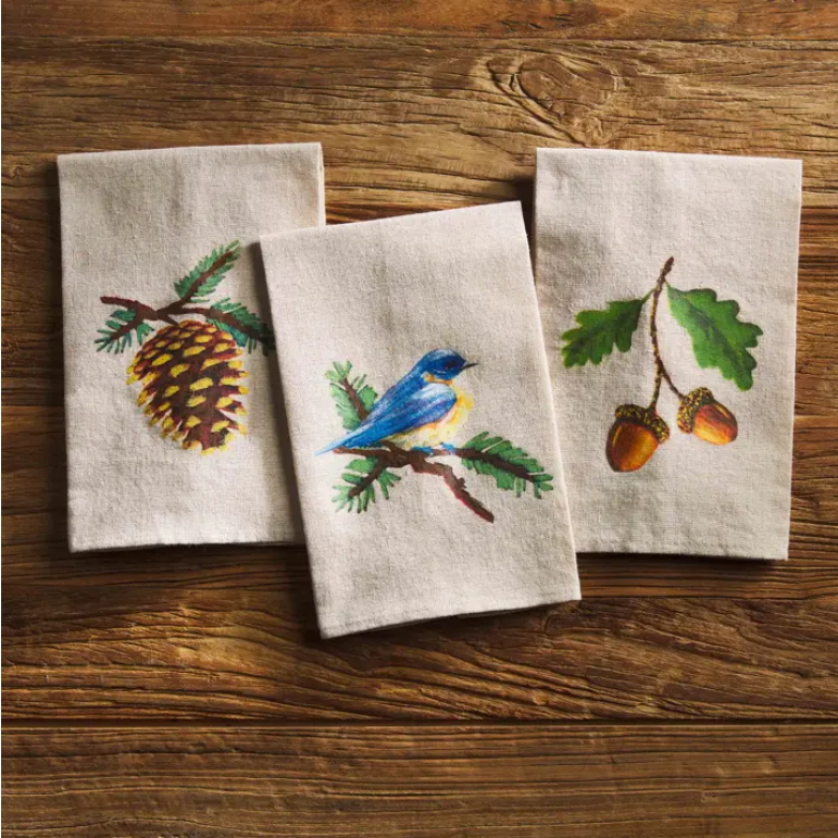 Mudpie Hand Painted Faux Linen Hand Towel
