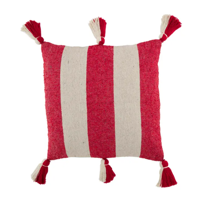 Mudpie Red & White Stripe Cotton Holiday Pillow Collection