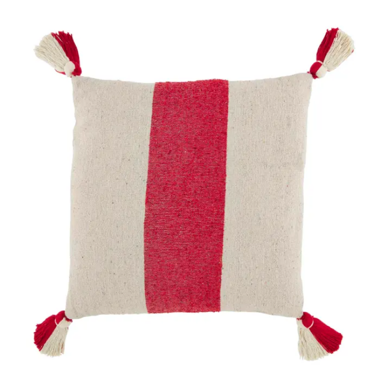 Mudpie Red & White Stripe Cotton Holiday Pillow Collection