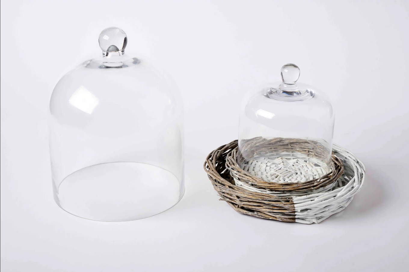 Mudpie Glass & Willow Cloche Nested Set